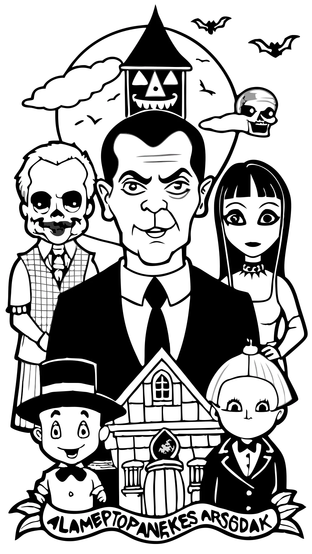 Páginas para colorear de la familia Addams